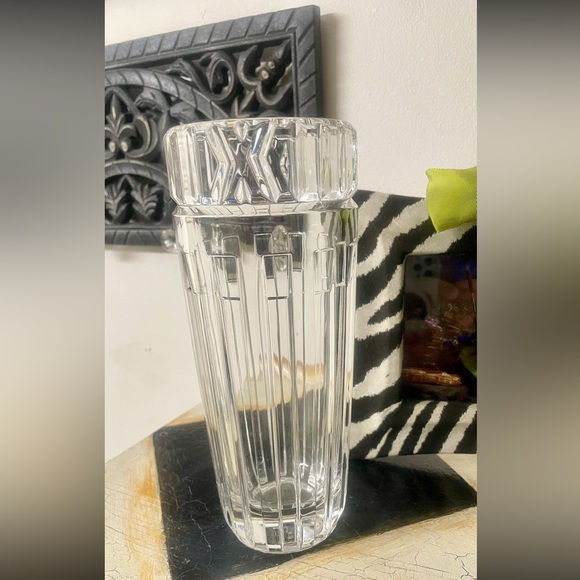 Tiffany & Co. Roman Numeral Lead Crystal Vase 8” - Picture 1 of 3